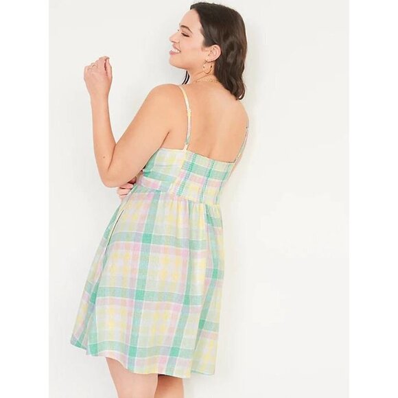 NWT Old Navy Womens Fit & Flare Tie Front Smocked Printed Mini Cami Dress - Picture 2 of 11